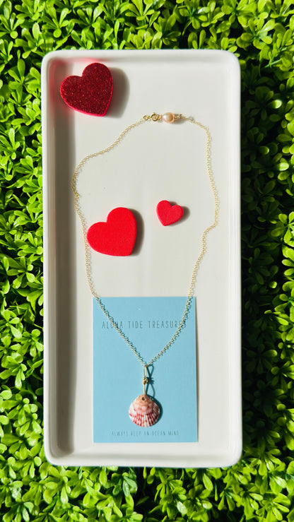 14K GF Calico Shell Necklace 16” Valentines