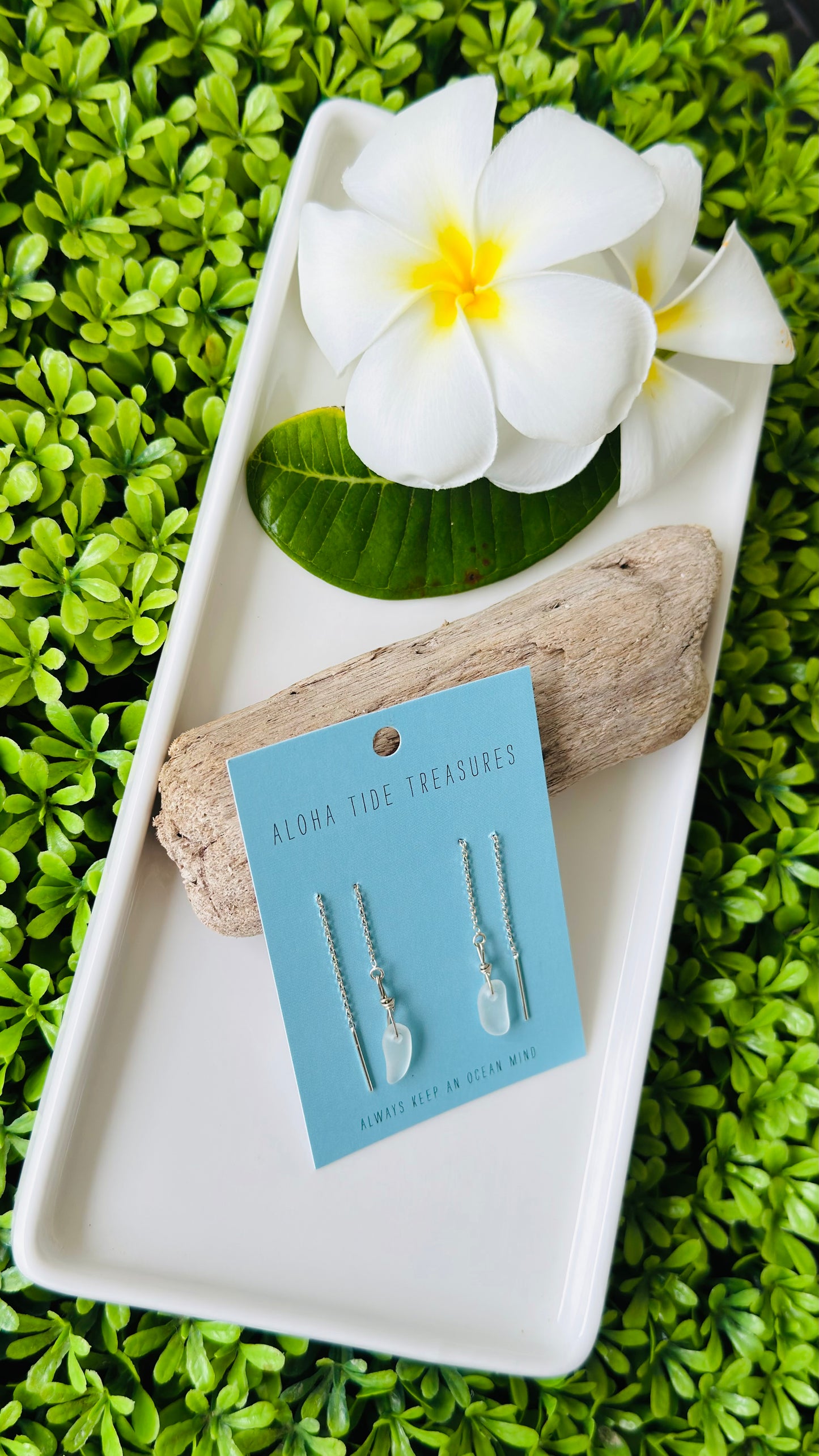 Sterling Silver White Seaglass Threader Earrings