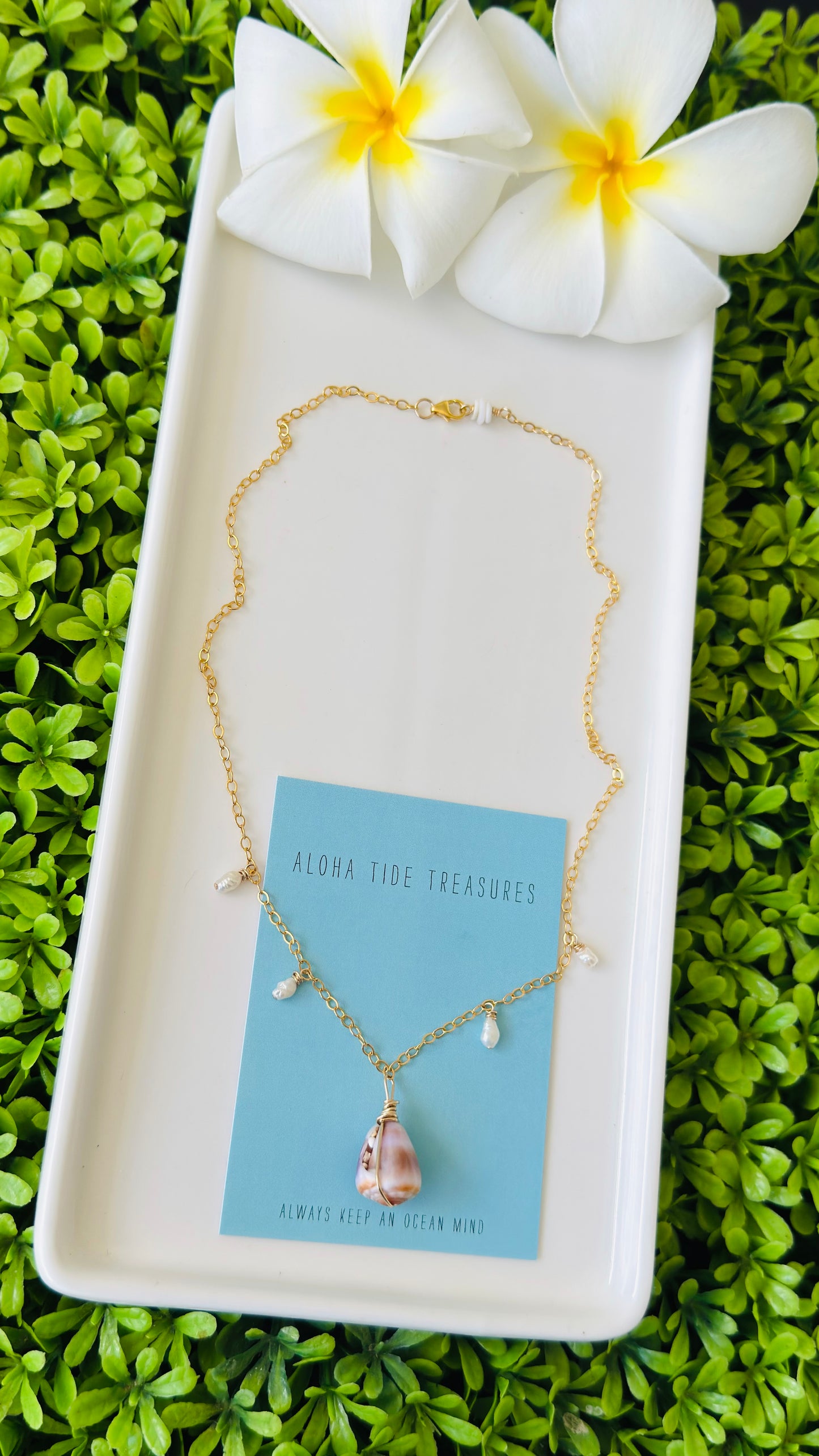 14K GF Cone/Pearl Dangle Necklace