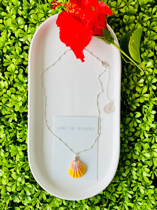 Sterling Silver Sunrise Shell Necklace 16”