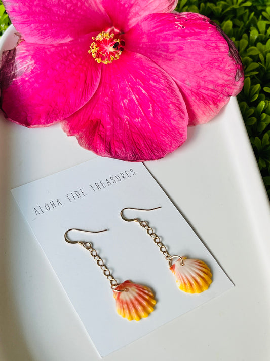 Dainty Sunrise Shell Dangle Earrings