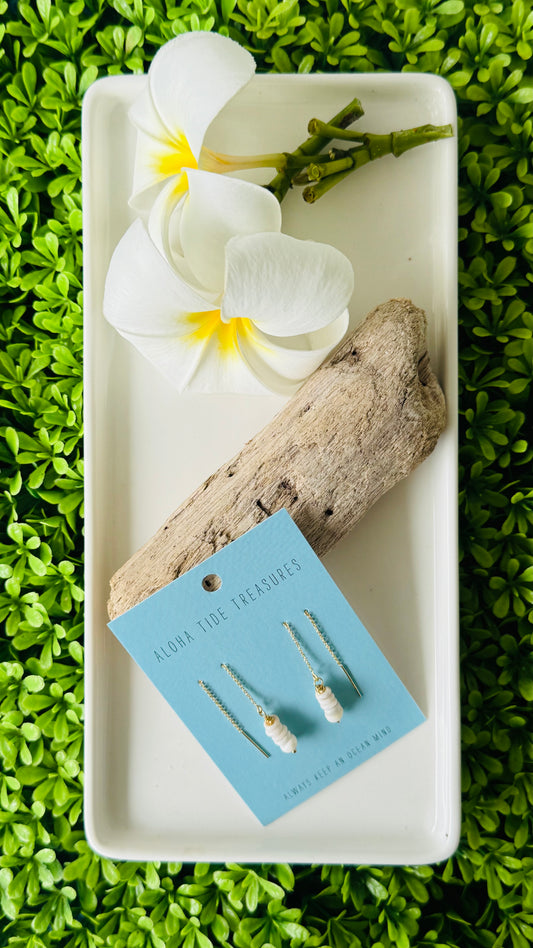 14K GF Puka Shell Threader Earrings
