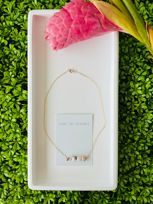 14K GF Dainty Puka Sand-Bar Necklace 16”