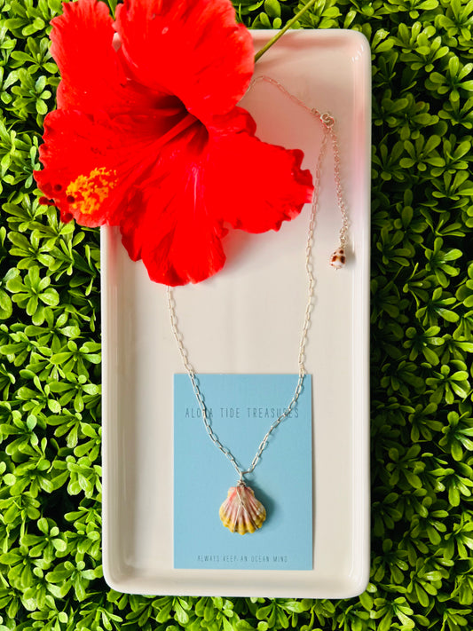 Sterling Silver Sunrise Shell Necklace 16”