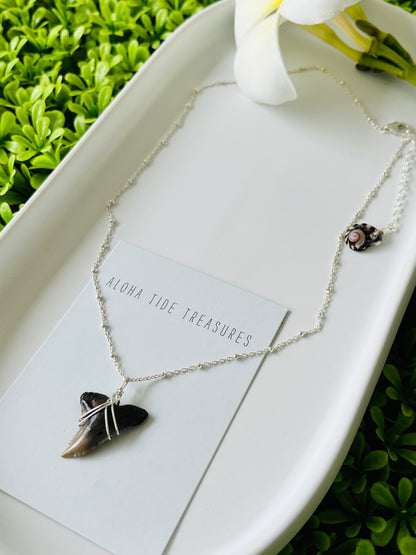 Sterling Silver Shark Tooth Necklace 16”