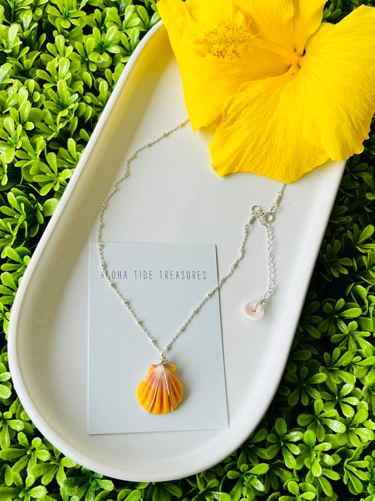 Sterling SIlver Sunrise Shell Necklace 14”