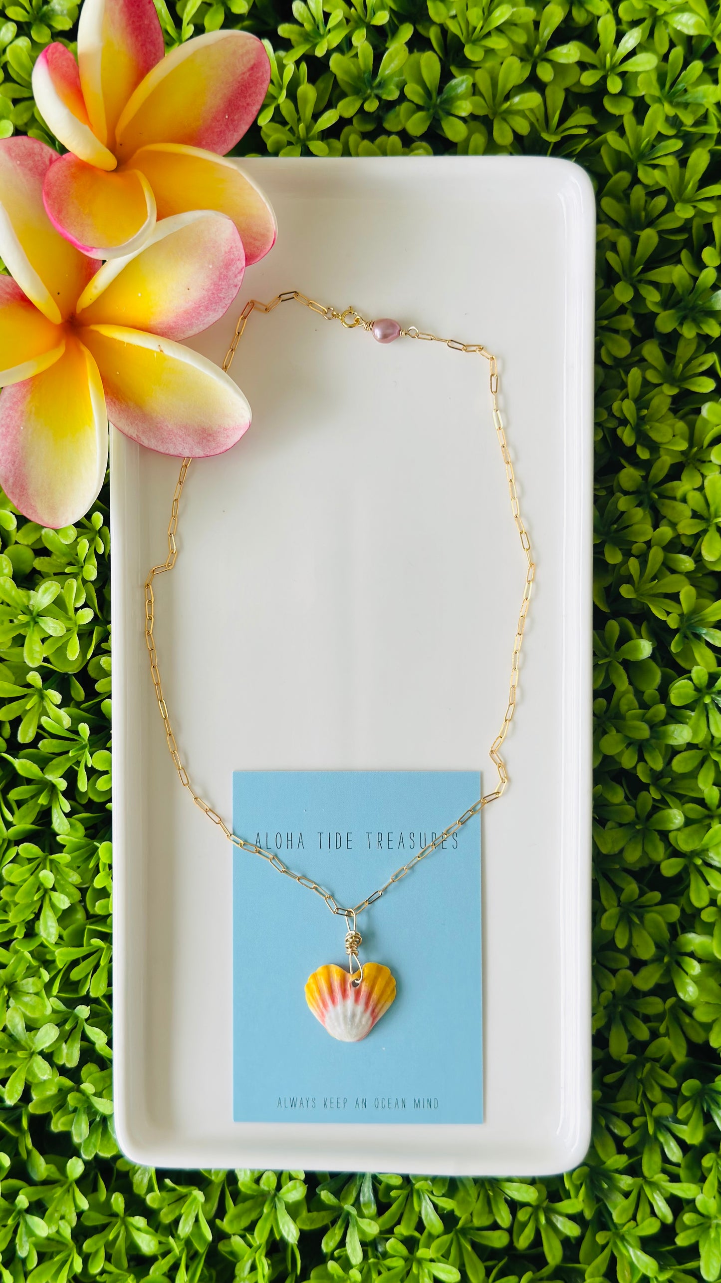 14K GF Sunrise Shell Heart Necklace 16”
