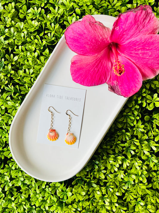 Dainty Sunrise Shell Dangle Earrings