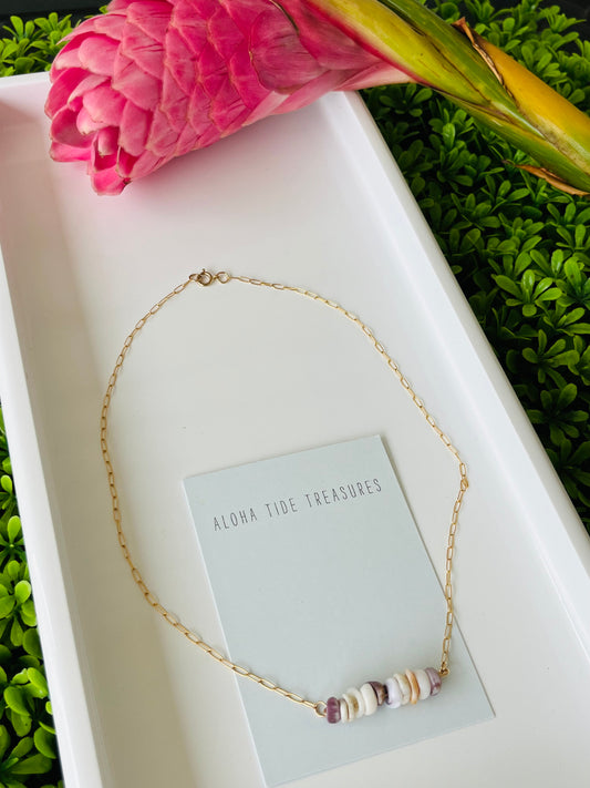 14K GF Dainty Puka Sand-Bar Necklace 16”
