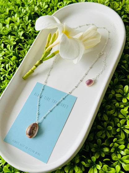 Sterling Silver Cowrie Shell Necklace 16” - Julie