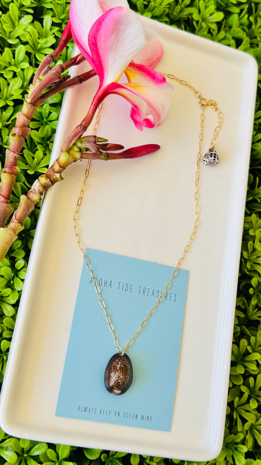 14K GF Cowrie Shell Necklace 16” - Ginny