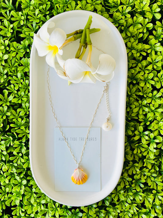 Sterling Silver Sunrise Shell Necklace 16”
