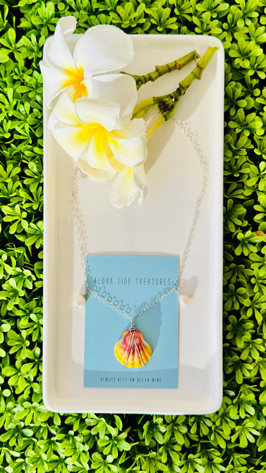 Sterling Silver Sunrise Shell Necklace 16”