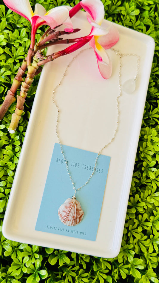 Sterling Silver Calico Shell Necklace 16” - Ginny