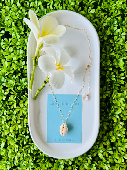 14K GF Cowrie Shell Necklace 16”