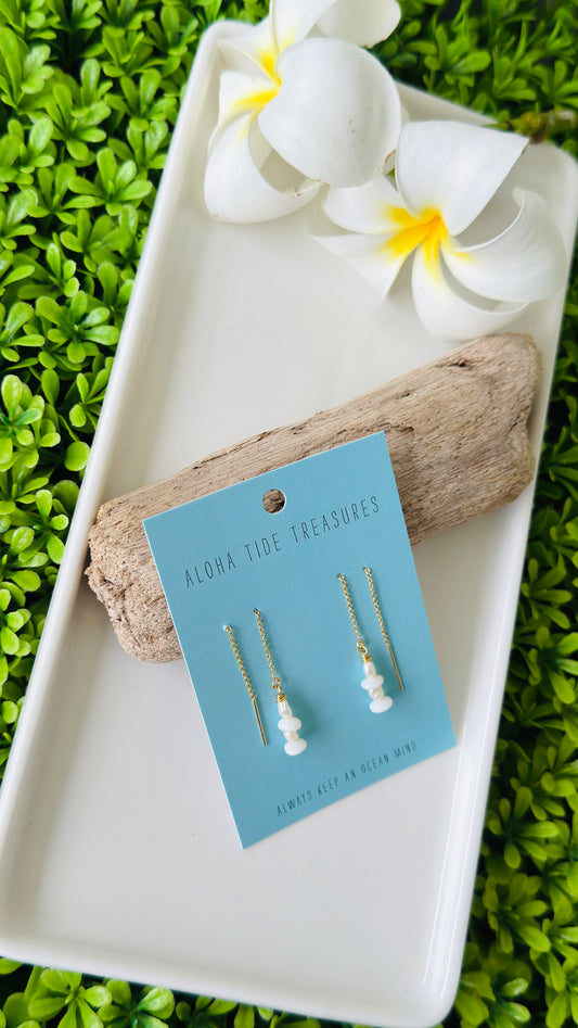 14K GF Puka/Pearl Threader Earrings
