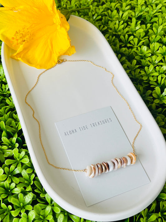 14K GF Dainty Puka Sand-Bar Necklace 16”