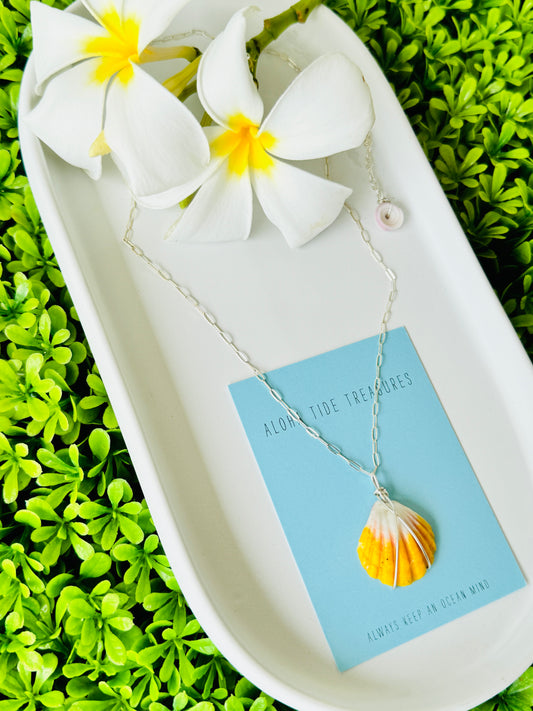 Sterling Silver Sunrise Shell Necklace 16”