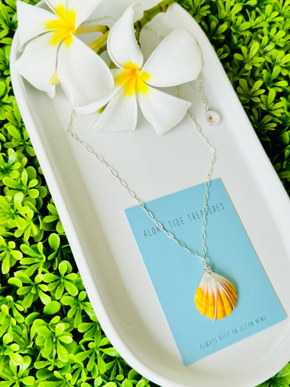 Sterling Silver Sunrise Shell Necklace 16”