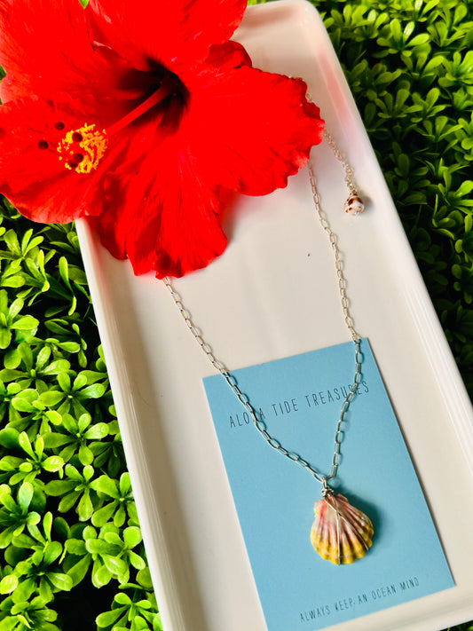 Sterling Silver Sunrise Shell Necklace 16”