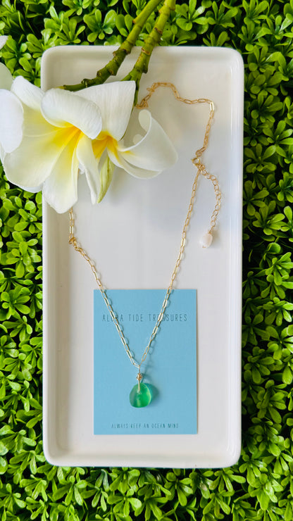 14K GF Green Seaglass Necklace 18” - Sara