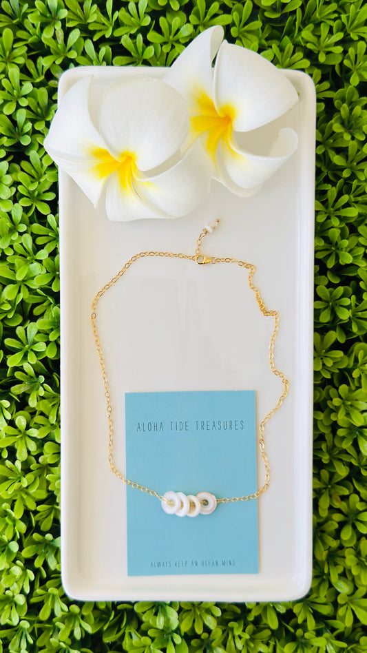 14K GF Floating Pukas Necklace 16”