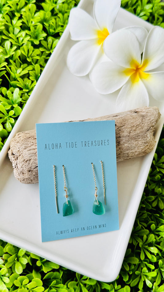 14K GF Seaglass Threader Earrings