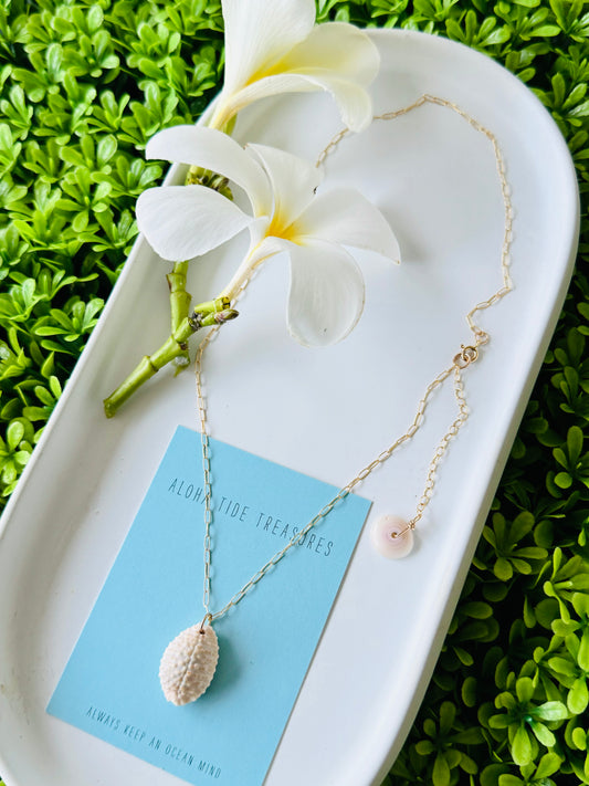 14K GF Cowrie Shell Necklace 16”
