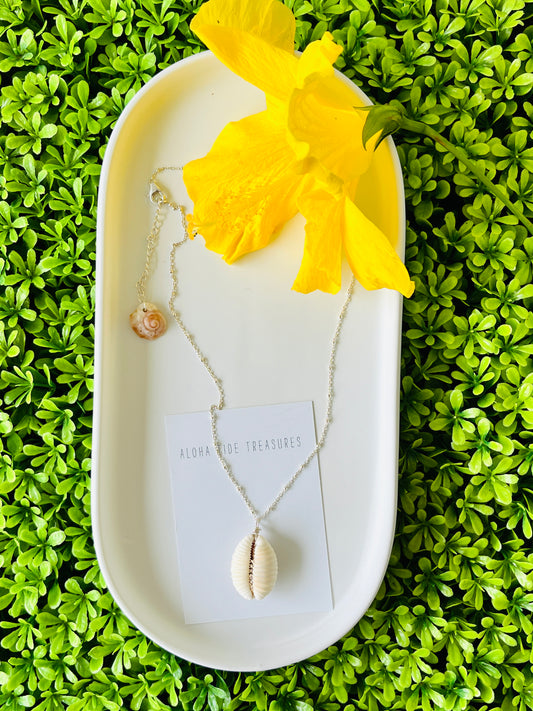 Sterling Silver Cowrie Shell Necklace 16”