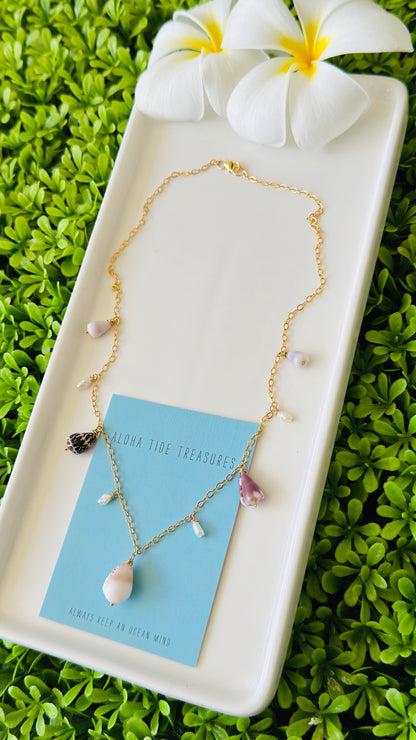 14K GF Dangle Necklace Cone/Pearl - Ashley