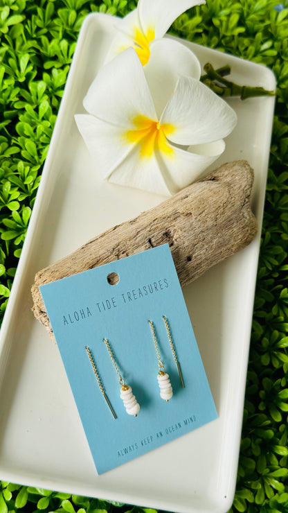 14K GF Puka Shell Threader Earrings