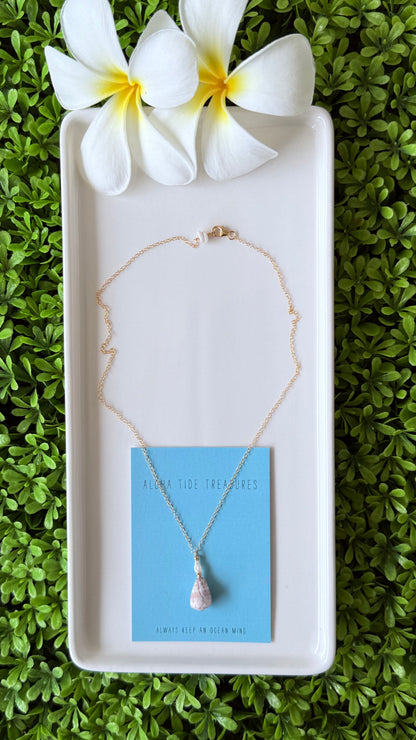 14K GF Dainty Abbreviated Cone Shell Necklace 16”