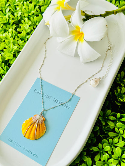 Sterling Silver Sunrise Shell Necklace 16”