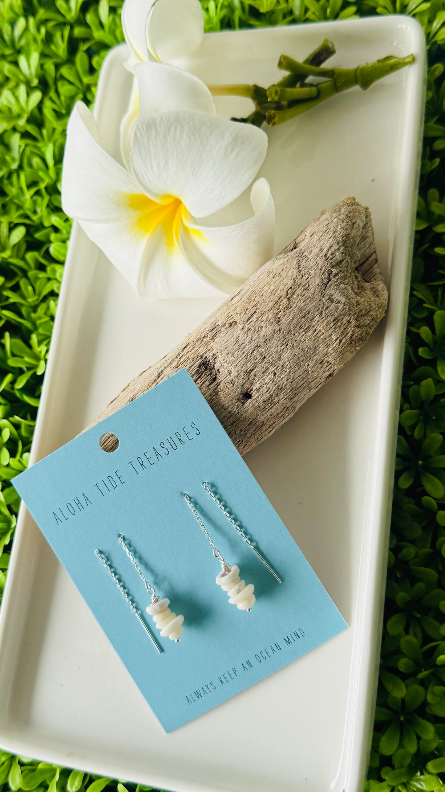 Sterling Silver Puka Shell Threader Earrings
