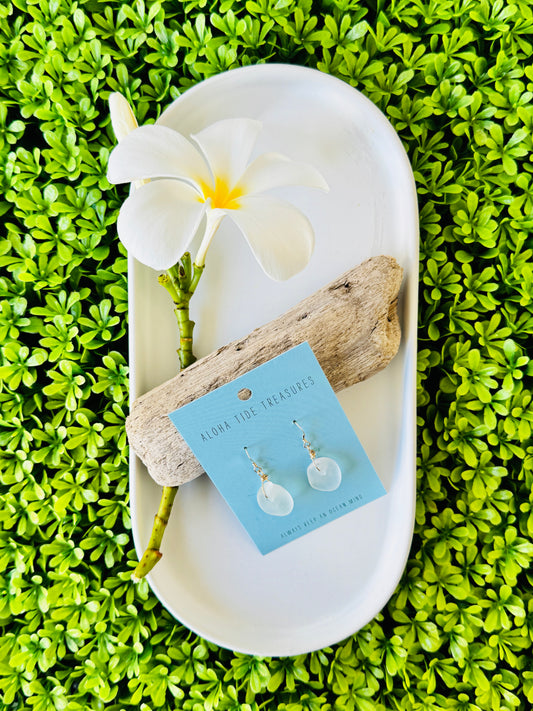 14K GF White Sea Glass Earrings