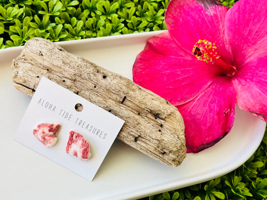 Sterling Silver Pink Barnacle Shell Earring Studs