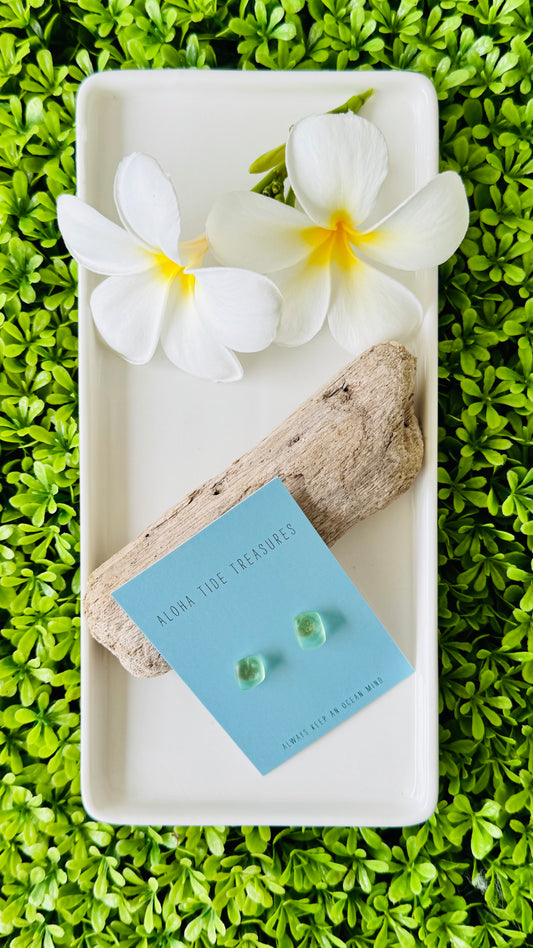 Sterling Silver Seaglass Earring Studs - Katie
