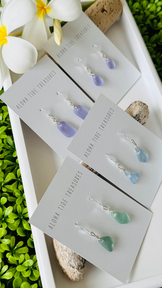 Sterling Silver Seaglass Earrings - Susan