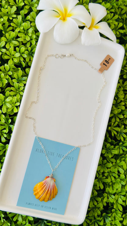 Sterling Silver Sunrise Shell Necklace 18”