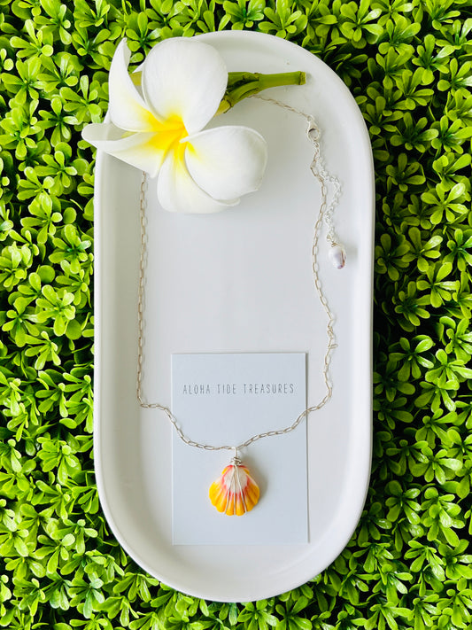 Sterling Silver Sunrise Shell Necklace 18”