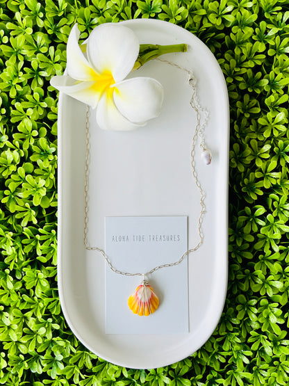 Sterling Silver Sunrise Shell Necklace 18”