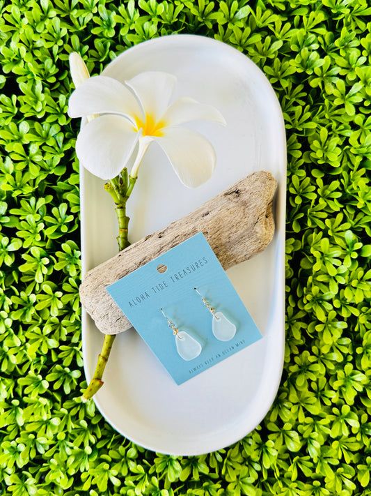 14K GF White Sea Glass Earrings - Meghan