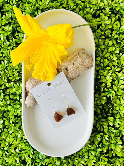 14K GF Brown Sea Glass Earrings