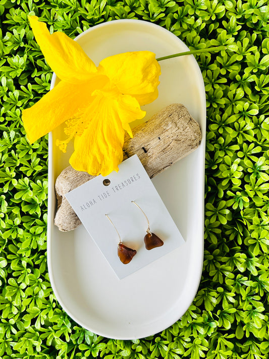 14K GF Brown Sea Glass Earrings
