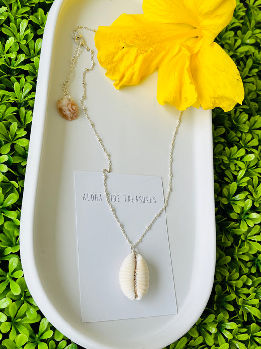 Sterling Silver Cowrie Shell Necklace 16”