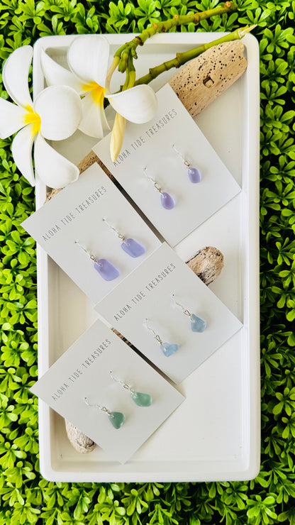 Sterling Silver Seaglass Earrings - Susan