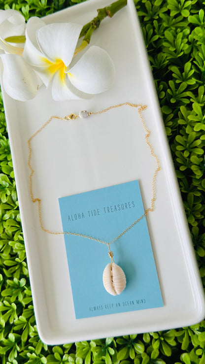 14K GF Granulated Cowrie Shell Necklace 16”