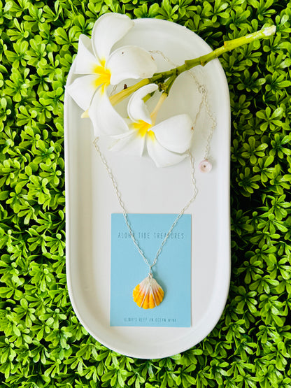Sterling Silver Sunrise Shell Necklace 16”