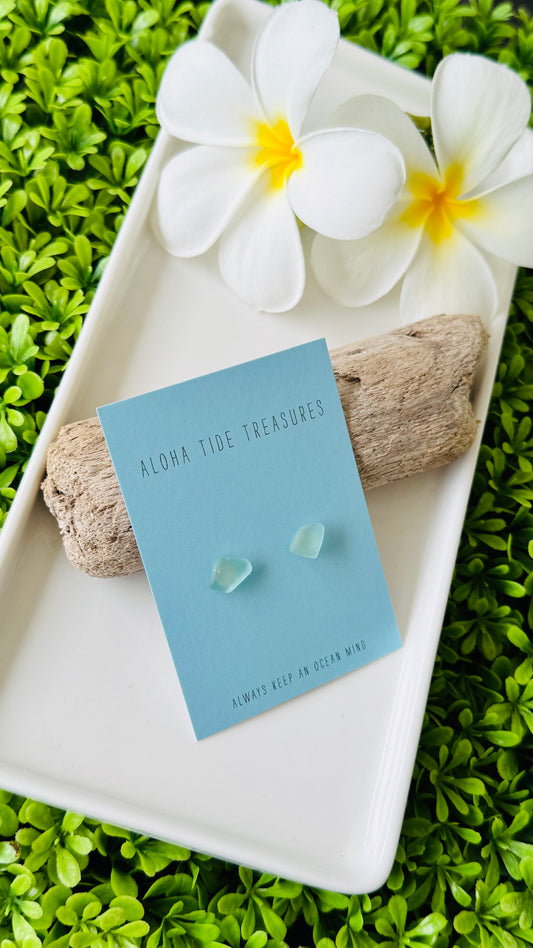 Sterling Silver Seaglass Earring Studs - Katie