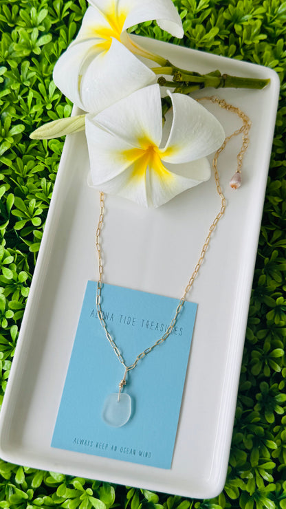 14K GF White Seaglass Necklace 16” - Jonnie